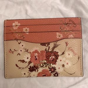 Coach Women's Pink Card Case With Mixed Floral Print